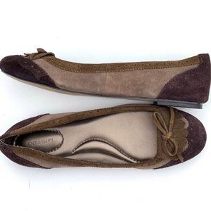Lands End Chocolate Suede Fringed Flats si…